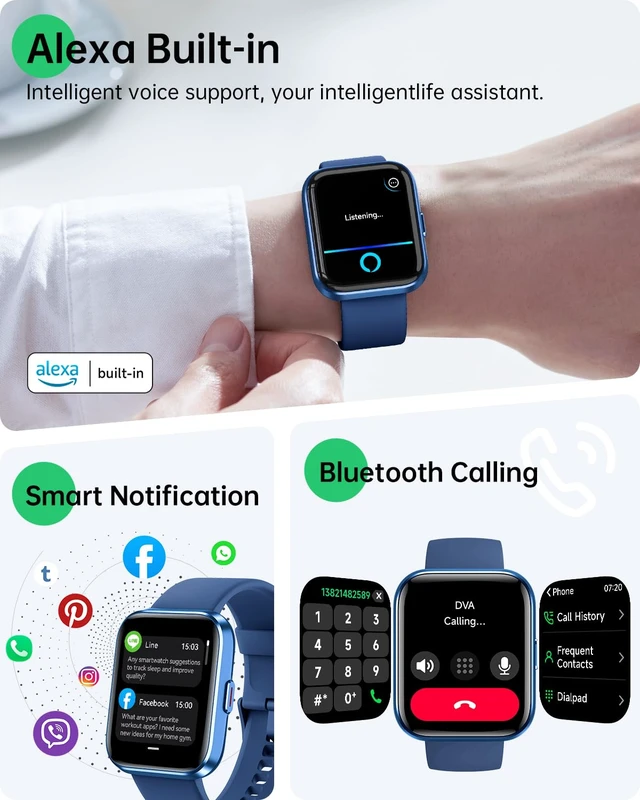 Alt view image 3 of 7 - Smart Watches for Men Women (Android/iOS), Fitness Watch, Health Tracker 1.83" Alexa Smart Watch with Calls/SMS/Reminders, 120 Sport Modes Fitness Trackers for Women Men, Heart Rate Monitor, 2 Bands