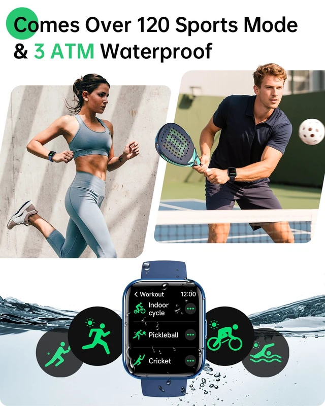 Alt view image 4 of 7 - Smart Watches for Men Women (Android/iOS), Fitness Watch, Health Tracker 1.83" Alexa Smart Watch with Calls/SMS/Reminders, 120 Sport Modes Fitness Trackers for Women Men, Heart Rate Monitor, 2 Bands