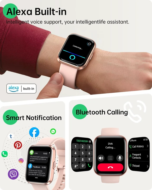 Alt view image 2 of 7 - Smart Watches for Women, 1.83" Alexa Smart Watch for Android & iPhones with Call/SMS/Reminder, 120+ Sport Modes Fitness Watch with Sleep/Heart Rate Monitor, Activity & Health Tacker, 3ATM Sport Watch
