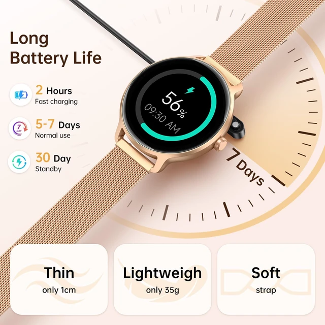 Alt view image 6 of 7 - Smart Watch for Women, 1.27" AMOLED Screen Smartwatch with Answer/Make Call for iPhone/Android/Samsung, Fitness Tracker with 120+ Sport Modes, Heart Rate/Sleep/Health Monitor, IP68 Waterproof, Gold