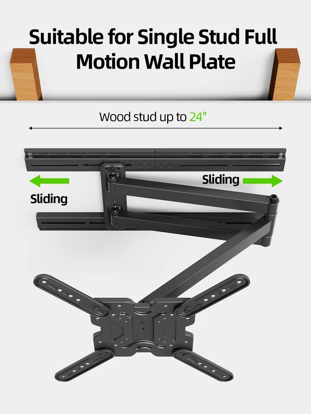 Alt view image 7 of 7 - TV Mount Extension Bracket for TV Wall Plates Fits 16-24" Wood Studs, Easy TV Centering, Max 154LBS Load Capacity XAS702
