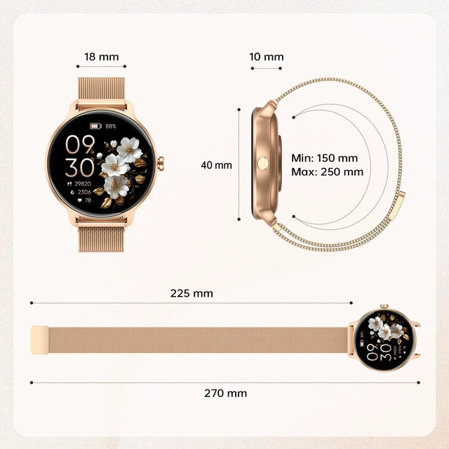 Alt view image 7 of 7 - Smart Watch for Women, 1.27" AMOLED Screen Smartwatch with Answer/Make Call for iPhone/Android/Samsung, Fitness Tracker with 120+ Sport Modes, Heart Rate/Sleep/Health Monitor, IP68 Waterproof, Gold