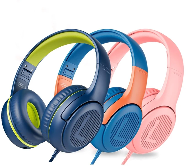 Main image of AT2 3PCS Kids Headphones for School Travel, 85/94dB Safe Volume 3.5mm Jack, HD Mic, Portable Wired Headphone with Shareport, Stereo Sound On-Ear Headphones for Toddler Kids Girls Boys