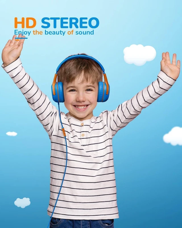 Alt view image 5 of 5 - AT2 3PCS Kids Headphones for School Travel, 85/94dB Safe Volume 3.5mm Jack, HD Mic, Portable Wired Headphone with Shareport, Stereo Sound On-Ear Headphones for Toddler Kids Girls Boys
