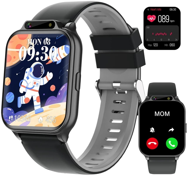 Main image of Kids Waterproof Smart Watch with Fitness Tracker Sports Activity Pedometer Heartrate SpO2 Stress Monitor Flashlight APP HD Touch Screen Camera Games Music for 4-13 Year Old Boys Gifts for Kids