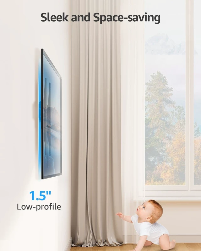 Alt view image 4 of 7 - TV Wall Mount, Tilting TV Bracket for Most 26-60 Inch LED LCD OLED Flat/Curved TVs, Low Profile Save Spacing, Fits 12" to 16" Stud, Max VESA 400x400mm up to 99 LBS