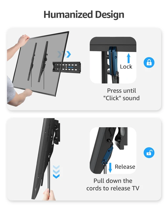 Alt view image 6 of 7 - TV Wall Mount, Tilting TV Bracket for Most 26-60 Inch LED LCD OLED Flat/Curved TVs, Low Profile Save Spacing, Fits 12" to 16" Stud, Max VESA 400x400mm up to 99 LBS