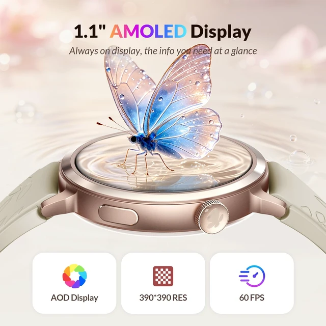 Alt view image 7 of 7 - Luna Smart Watch for Women, 1.1" AMOLED Small Women's Smartwatch 24/7 Activity Tracker, Heart Rate Monitor, Sleep Monitor, Message Notifications, Long Battery Life