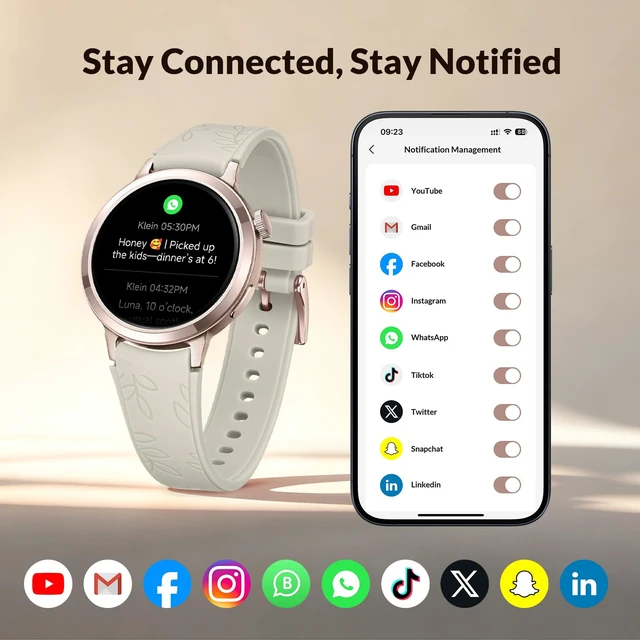 Alt view image 2 of 7 - Luna Smart Watch for Women, 1.1" AMOLED Small Women's Smartwatch 24/7 Activity Tracker, Heart Rate Monitor, Sleep Monitor, Message Notifications, Long Battery Life