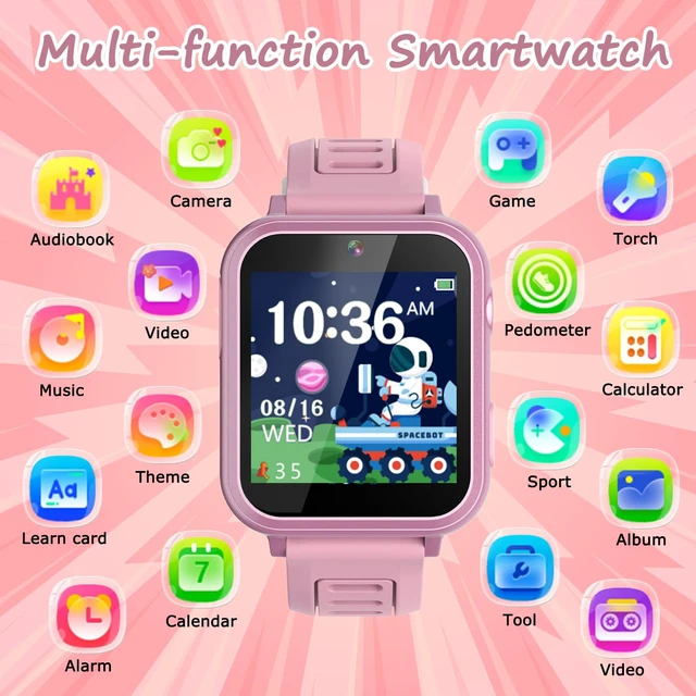 Alt view image 2 of 7 - Smart Watch for Kids with 39 Games HD Touch Touchscreen Alarm Clock Camera Music Player Pedometer Flashlight 12/24 hr Video & Audio Recording, Toys Gift for 3-12 Years Old Girls