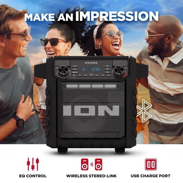 Alt view image 2 of 7 - Tailgater Classic Portable Bluetooth Outdoor Speaker, Black Water Resistant, Rechargeable Battery, Radio, USB Charging, Stereo Linking, App Control, for Parties and Outdoor Events
