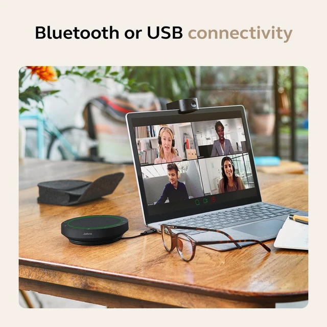 Alt view image 5 of 6 - Speak2 55 Wireless Bluetooth Speakerphone (2025 Edition), Dark Grey Portable Speakerphone, 4 Noise-Cancelling Microphones, Microsoft Teams Certified, Clear Sound for Online Meetings