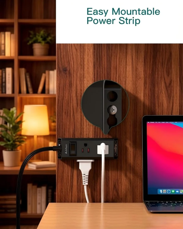 Alt view image 5 of 7 - Flat Plug Power Strip with 6 Outlet Extender, 15 FT Extension Cord Flat Wall Plug with Multiple Outlets, No Surge Protector for Cruise Ship, Travel, Dorm, Home Office, Cruise Essentials, Black