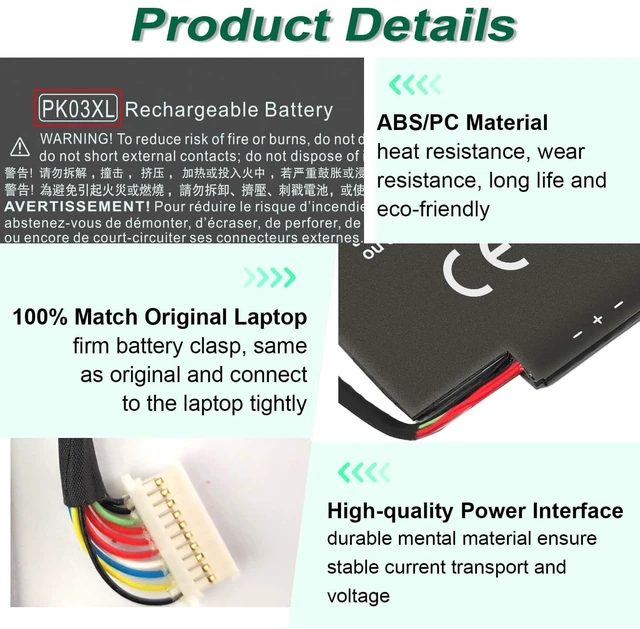 Alt view image 4 of 7 - 56Wh 789116-005 PK03XL Battery for HP Spectre X360 13-4003dx 13-4005dx 13-4001dx 13-4002dx 13-4101dx 13-4116dx 13-4193dx 13-4103dx 13-4125nr PKO3XL PK03056XL-PL 788237-2C3 11.4V