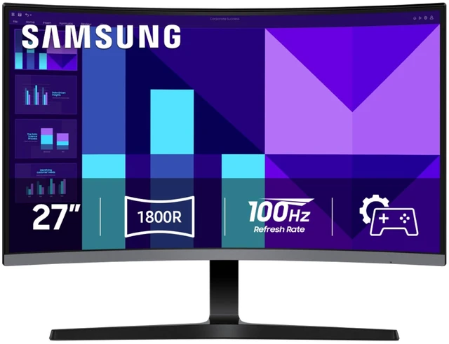 Main image of 27-inch S3 (S39GD) FHD 100Hz Curved Monitor Game Mode, Eye Saver Mode, Multiple Connectivity with HDMI Port, Built-In Speakers, LS27D396GANXZA, 2025