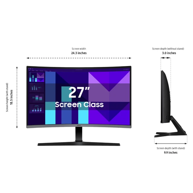 Alt view image 3 of 7 - 27-inch S3 (S39GD) FHD 100Hz Curved Monitor Game Mode, Eye Saver Mode, Multiple Connectivity with HDMI Port, Built-In Speakers, LS27D396GANXZA, 2025