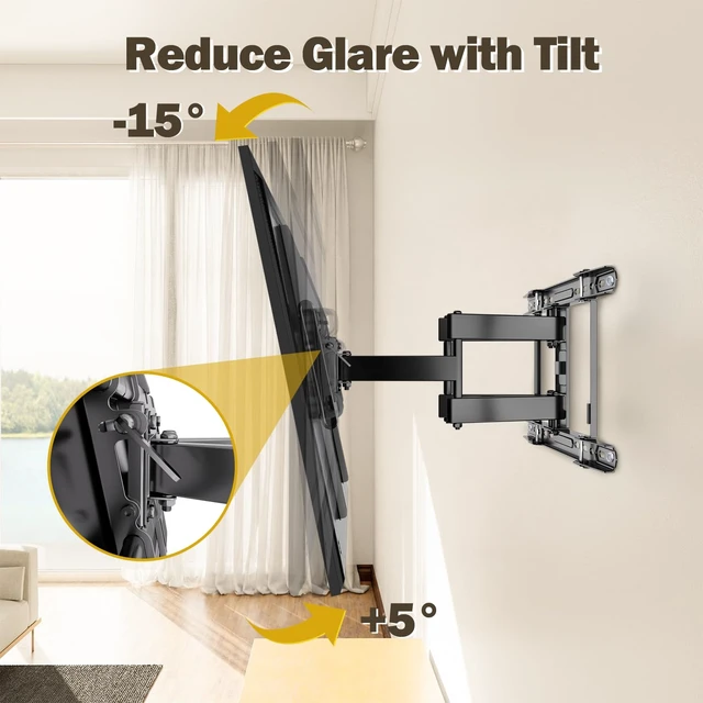 Alt view image 3 of 7 - Full Motion TV Wall Mount for 42-84 Inch TVs up to 100lbs UL Listed TV Mount with Extension, Swivel and Tilt, Wall Mount TV Bracket, Max VESA 600x400mm, Fits 16"/ 18"/ 24" Studs