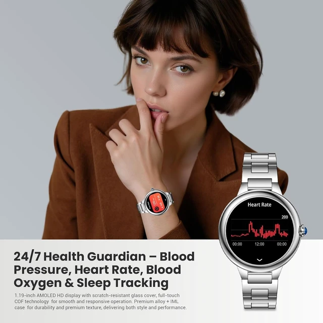 Alt view image 3 of 7 - Luxury Smart Watches for Women, 1.19" AMOLED, DA GPT, Answer/Make Call Heart Rate/Blood Pressure/SpO2/Sleep Tracker, AI Watch Face, 107 Sport Modes Fitness Tracker, IP67 Waterproof, iOS/Android