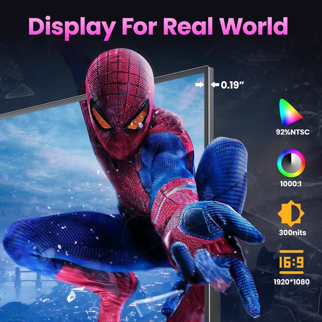 Alt view image 5 of 7 - Portable Monitor 18.5 inch FHD 130% sRGB 100Hz HDR HDMI USB-C Travel Monitor for Laptop MacBook PC Surface PS5 Xbox, Large External Display with Cover & Speakers, VESA Compatible