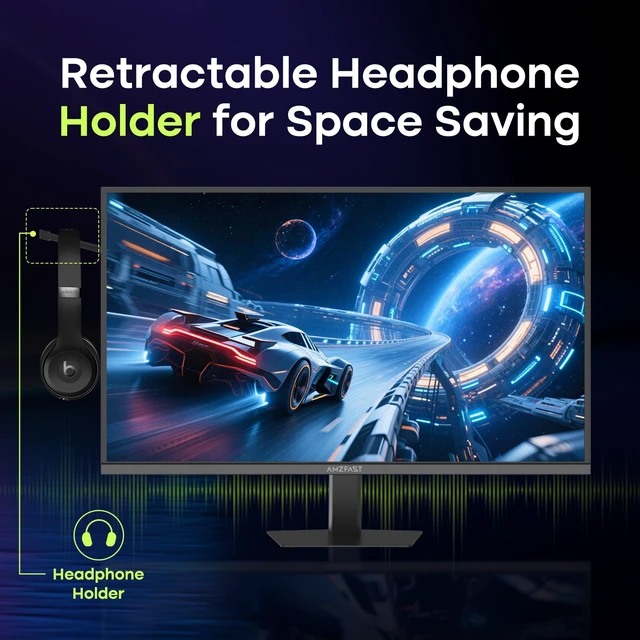 Alt view image 4 of 7 - 27 Inch Gaming Monitor, 240Hz 1ms FHD 1080P, Adaptive Sync, HDR400 4000:1, 125% sRGB, Built-in Speakers, HDMI/DP, VESA, Retractable Headphone Holder, AMZG27F5 Pro for Competitive FPS