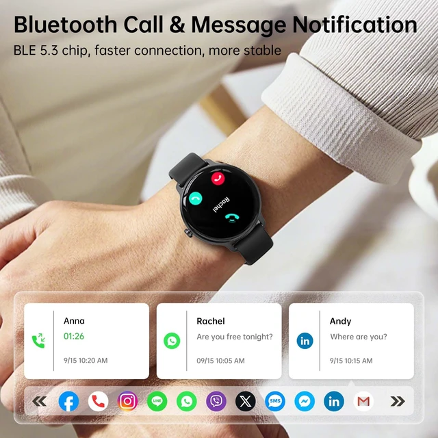 Alt view image 2 of 7 - Smart Watch for Women Men, 1.27" HD AMOLED Stylish Smartwatch (Answer/Call) for iPhone/Android/Samsung, Fitness Tracker with 120+ Sport Modes, Heart Rate/Sleep/Health Monitor, IP68 Waterproof, 2 Bands