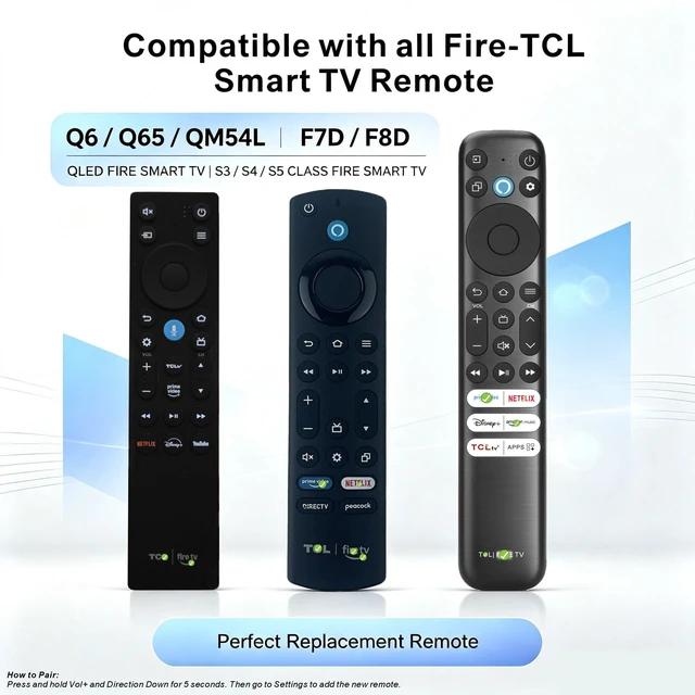 Alt view image 3 of 7 - Smart Replacement for TCL TV Remote Control Universal, Motion Backlit, Voice & Bluetooth, fits TCL Google TV/Fire/Android TVs 2016-2026