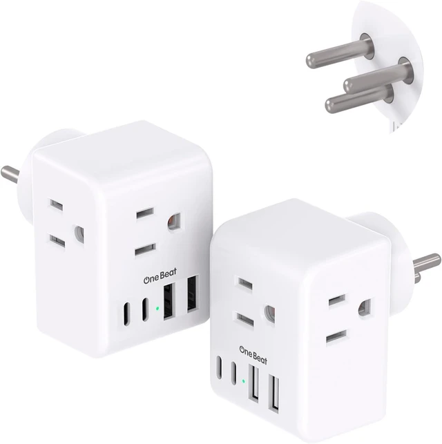 Main image of 2 Pack Israel Power Adapter, 7-in-1 Israel Travel Plug Adapter with 3 American Outlets 4 USB Ports(2 USB C), Type H Travel Adapter Plug Converter for US to Israel, Jerusalem, Palestine