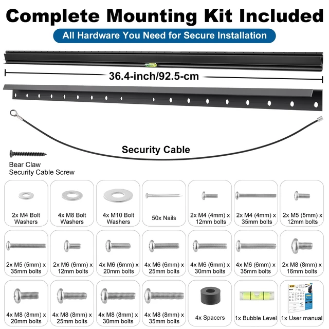Alt view image 5 of 7 - Studless TV Wall Mount, Alloy Steel, Hold 200 Lbs,43 to 120Inch TVs No Drill, No Stud Drywall Install, All Hardware Included,Level, Max VESA900x600mm,Renter Friendly, Low Profile Bracket Hanger