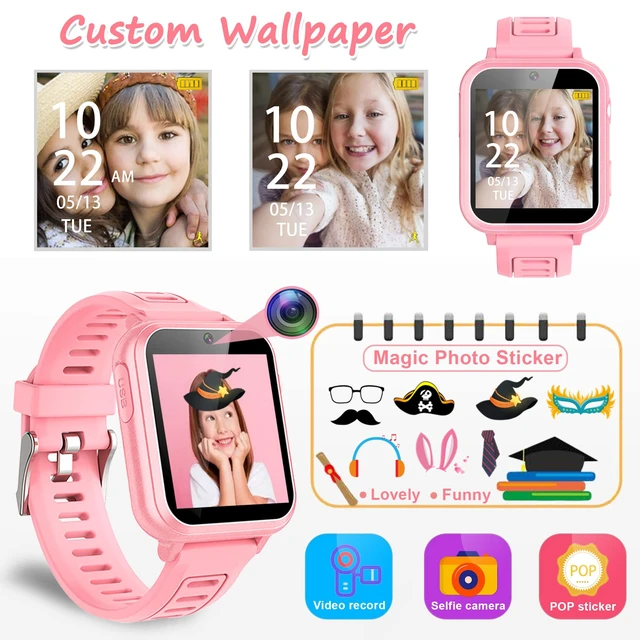 Alt view image 4 of 7 - Smart Watch for Kids Gift for Girls Age 5-12, 1.54" Touch Screen Watch with HD Camera Video 39 Games Music Pedometer Flashlight Alarm Clock, Gifts for 7 8 9 10 Year Old Girls Boys