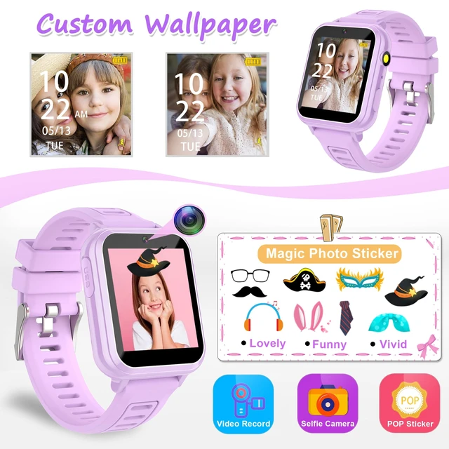 Alt view image 5 of 7 - Kids Smart Watch Girls Gifts for Age 5-12 39 Puzzle Games HD Touch Screen Watches with Video Camera Music Player Pedometer Flashlight 12/24 hr Birthday Gift 6 7 8 Year Old Girls