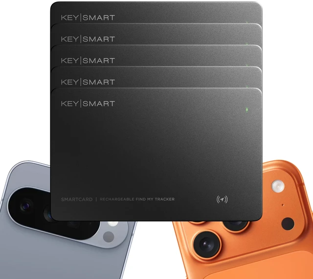 Main image of KeySmart SmartCard Gen 3 Rechargeable Wallet Tracker Card for iPhone and Android MFi-Certified, Compatible with Apple Find My & Google Find, Waterproof, 11-Month Rechargeable Battery, Tracking Card