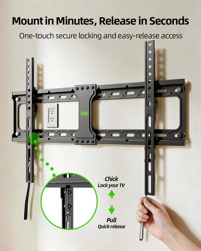 Alt view image 5 of 7 - TV Wall Mount,Low Profile TV Mount for Most 42-95 Inch Flat Screen Televisions,Max VESA 600x400mm Fixed Wall Mount Bracket Holds up to 132 lbs,Fits 16"/18"/24" Studs