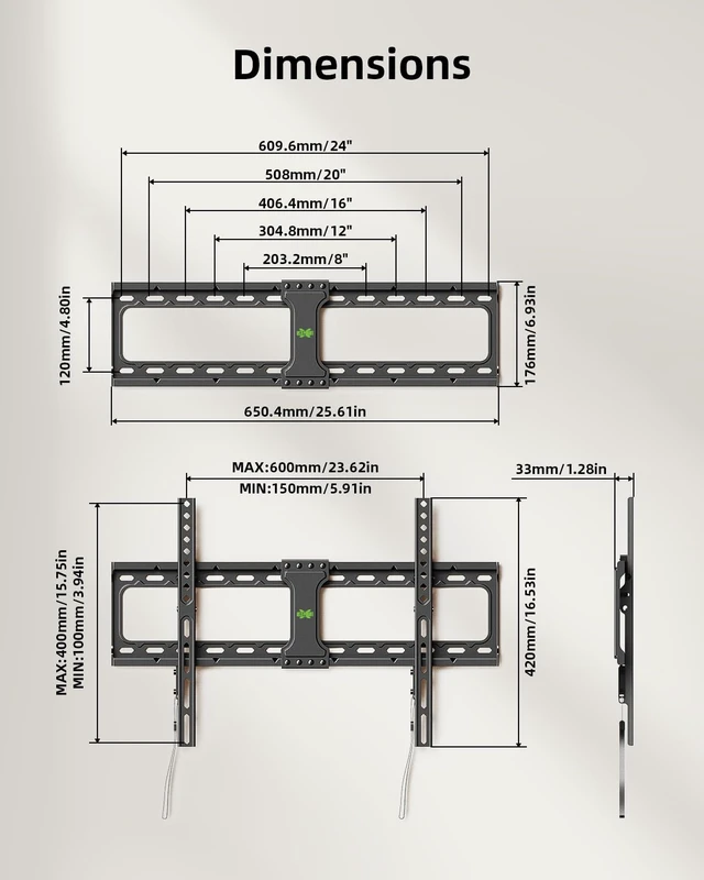 Alt view image 6 of 7 - TV Wall Mount,Low Profile TV Mount for Most 42-95 Inch Flat Screen Televisions,Max VESA 600x400mm Fixed Wall Mount Bracket Holds up to 132 lbs,Fits 16"/18"/24" Studs