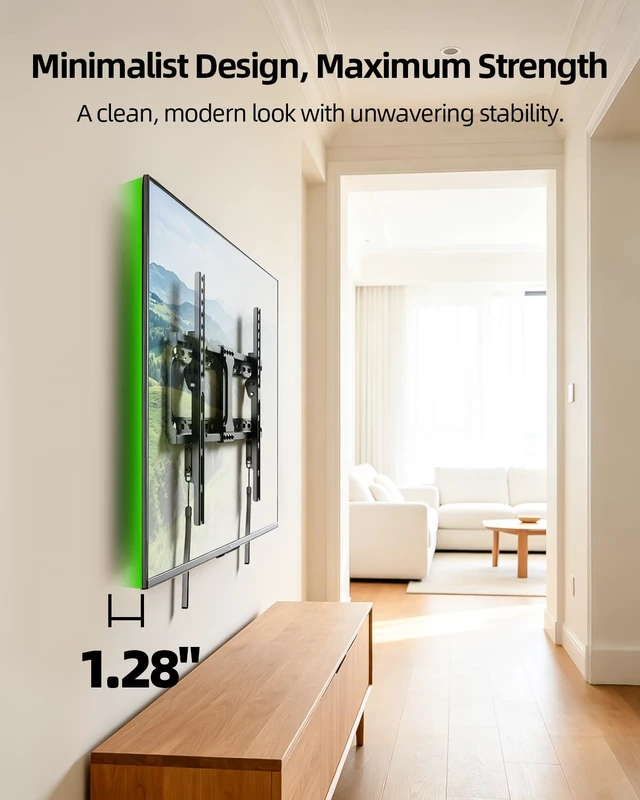 Alt view image 4 of 7 - TV Wall Mount,Low Profile TV Mount for Most 42-95 Inch Flat Screen Televisions,Max VESA 600x400mm Fixed Wall Mount Bracket Holds up to 132 lbs,Fits 16"/18"/24" Studs