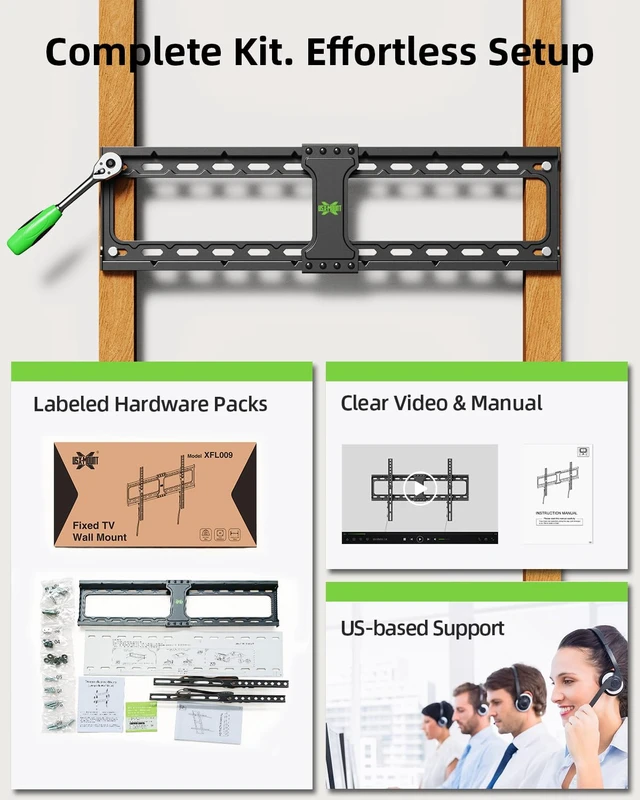 Alt view image 7 of 7 - TV Wall Mount,Low Profile TV Mount for Most 42-95 Inch Flat Screen Televisions,Max VESA 600x400mm Fixed Wall Mount Bracket Holds up to 132 lbs,Fits 16"/18"/24" Studs