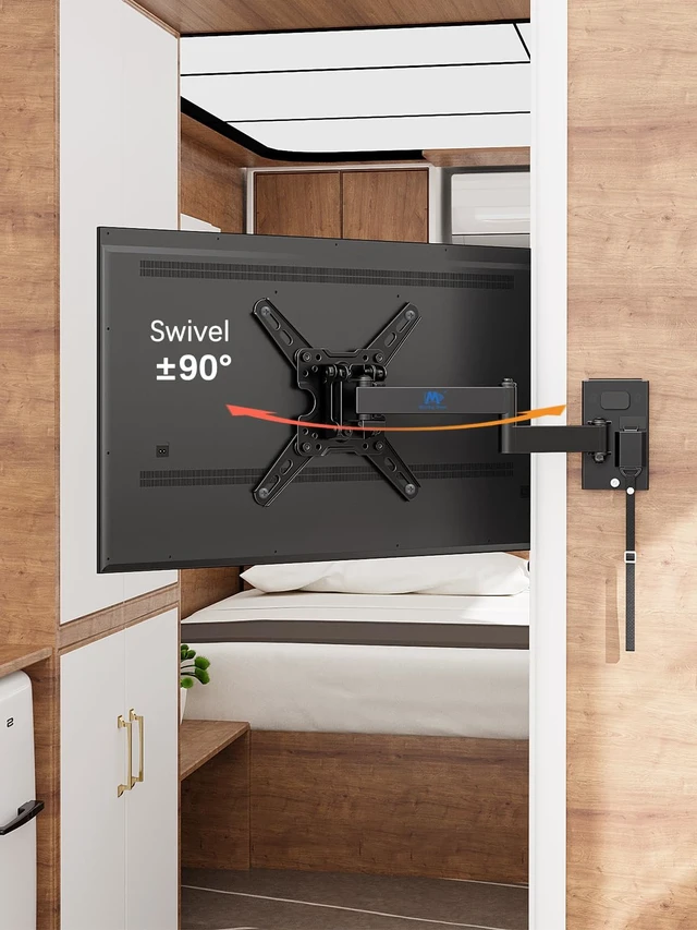 Alt view image 6 of 7 - UL Listed Lockable RV TV Mount for 13-43 TV up to 22lbs for Camper Trailer Motor Home, Full Motion TV Wall Mount Quick Release with Dual Wall Plates, VESA 200mm, MD2212