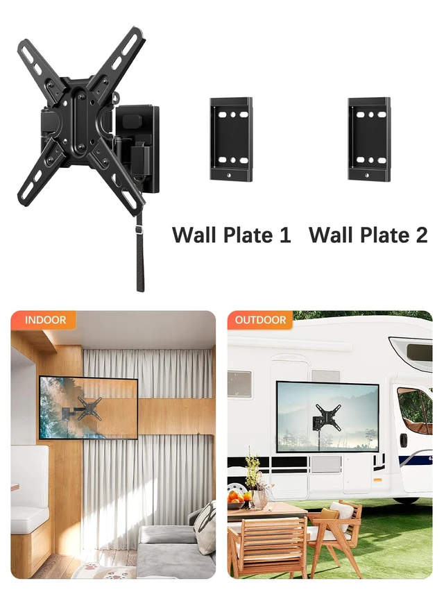 Alt view image 2 of 7 - UL Listed Lockable RV TV Mount for 13-43 TV up to 22lbs for Camper Trailer Motor Home, Full Motion TV Wall Mount Quick Release with Dual Wall Plates, VESA 200mm, MD2212