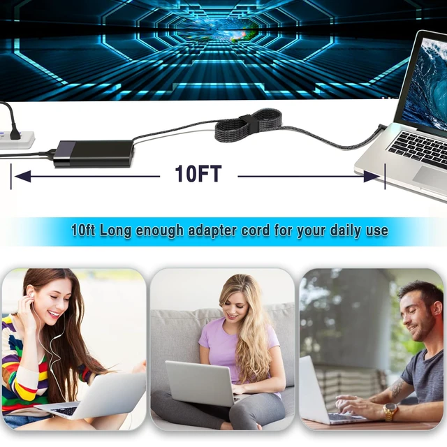 Alt view image 6 of 7 - 200W Laptop Charger Compatible with HP Pavilion Gaming 15 16 17 15t 17t ZBook Fury Create Studio 15 17 G3 G4 G5 G6 G7 G8 Envy 15 2020 TPN-DA10 L00818-850 Power Supply Cord AC Adapter