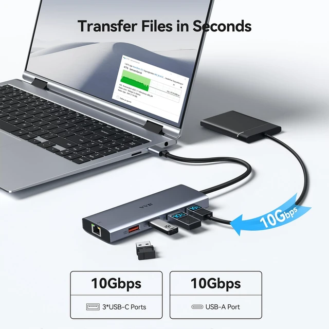 Alt view image 7 of 7 - USB C Docking Station Dual Monitor HDMI Laptop Docking Station 3 Monitors Docking Station with 3*8K USB C+2 HDMI,10G USB A/C ports,100W PD,Ethernet,USB C Hub Multiport Adapter for Windows Laptop