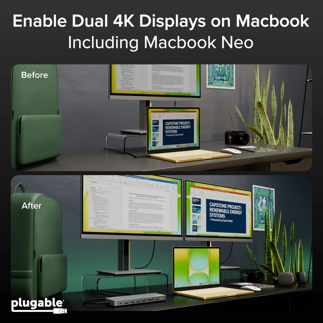 Alt view image 3 of 7 - USB C Docking Station, Dual Monitor 4K 60Hz 2X HDMI or DisplayPort