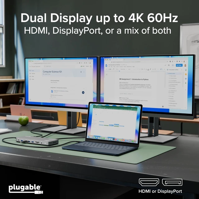 Alt view image 4 of 7 - USB C Docking Station, Dual Monitor 4K 60Hz 2X HDMI or DisplayPort