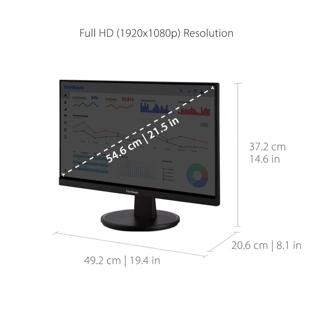 Alt view image 5 of 7 - VS2247-MH 22 Inch 1080p Monitor, 100Hz Refresh Rate for Smooth Home and Office Viewing, Eye Care Technology, Thin Bezels, HDMI, and VGA Inputs
