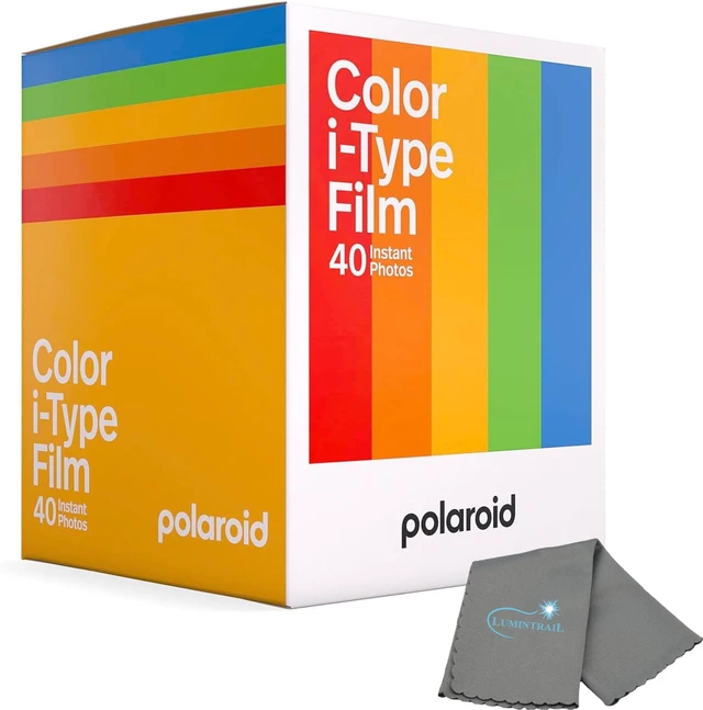 Main image of Polaroid Instant Color Film for i-Type Cameras 5 Pack, 40 Instant Photos, Works with Polaroid Now, Now+, I-2, & Lab, Bundle with a Cleaning Cloth