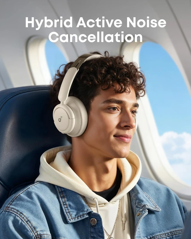 Alt view image 3 of 7 - by Anker Q30 Hybrid Active Noise Cancelling Headphones, White Over-Ear, Bluetooth, Multiple Modes, Hi-Res, Custom EQ via App, 50H ANC Playtime, Comfortable Fit, Multipoint Connection