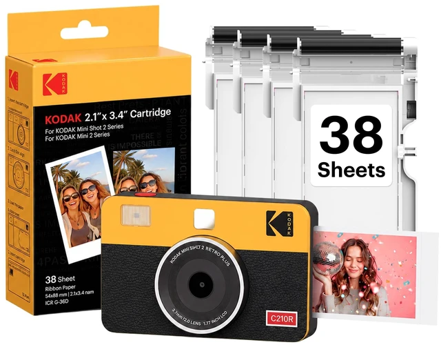 Main image of Mini Shot 2 Retro 2x3 Instant Camera, Photo Printer, 38 Sheet, Yellow