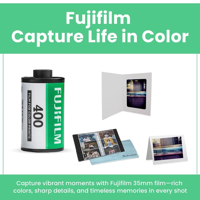 Alt view image 4 of 7 - 400 Color Negative Film (35mm Roll Film, 36 Exposures, 3-Pack) + BluebirdSales Photo Album, Photo Frames (10 Frames) + Microfiber Cleaning Cloth
