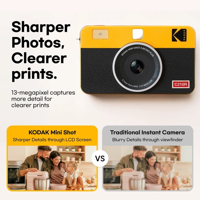 Alt view image 7 of 7 - Mini Shot 2 Retro 2x3 Instant Camera, Photo Printer, 38 Sheet, Yellow