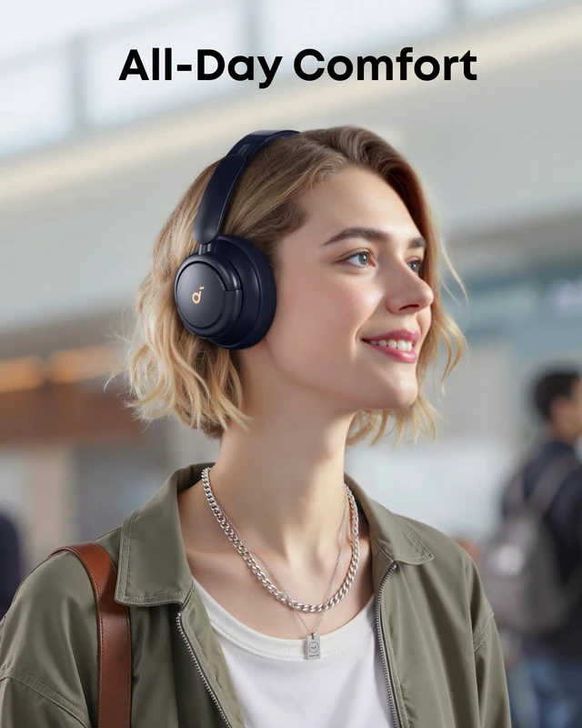 Alt view image 5 of 7 - by Anker Q30 Hybrid Active Noise Cancelling Headphones, Blue Over-Ear, Bluetooth, Multiple Modes, Hi-Res, Custom EQ via App, 50H ANC Playtime, Comfortable Fit, Multipoint Connection