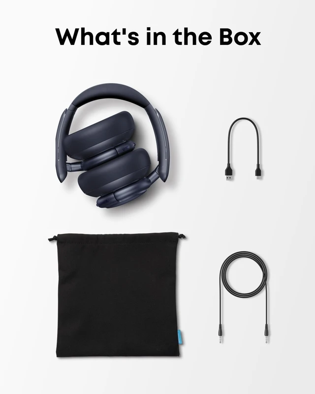 Alt view image 6 of 7 - by Anker Q30 Hybrid Active Noise Cancelling Headphones, Blue Over-Ear, Bluetooth, Multiple Modes, Hi-Res, Custom EQ via App, 50H ANC Playtime, Comfortable Fit, Multipoint Connection