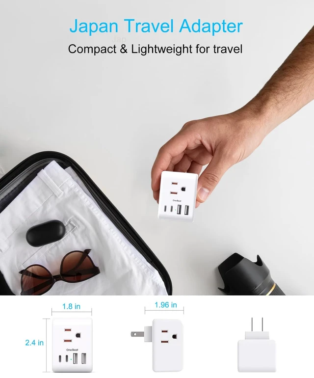 Alt view image 5 of 7 - 2 Pack US to Japan Plug Adapter, 2 Prong to 3 Prong Outlet Adapter 3 Outlets 4 USB Ports(2 USB C), Type A Travel Plug Adapter Power Converter for USA to Japanese Philippines Canada Mexico Peru